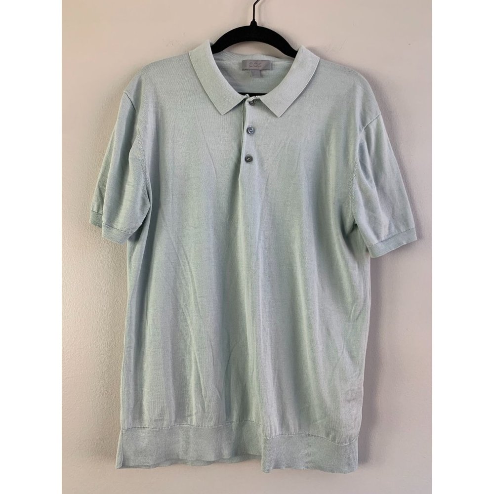COS Silk Cotton Blend Blue Polo S